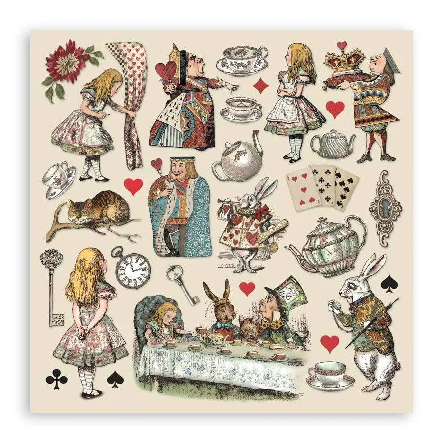 Alice In Wonderland - Stamperia Double-Sided Paper Pad 8"X8" 10/Pkg
