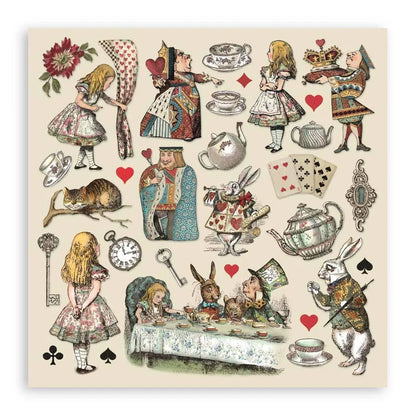 Alice In Wonderland - Stamperia Double-Sided Paper Pad 8"X8" 10/Pkg