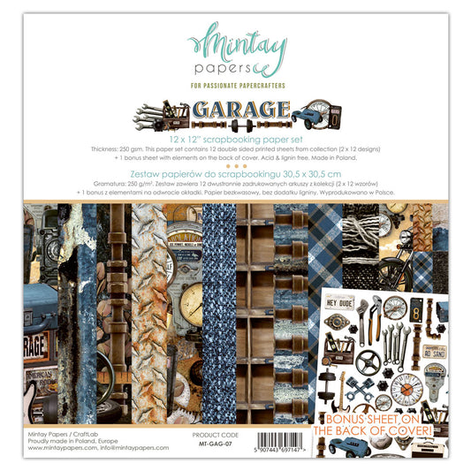 Mintay Papers - Garage - 12"x12" Scrapbooking Pack